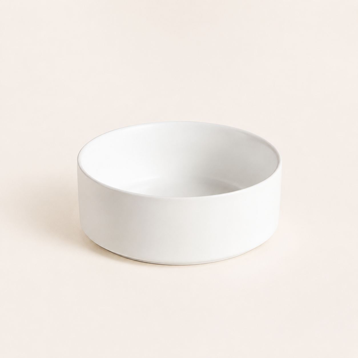 NOQIVA Low-Profile Ceramic Cat Bowl with Bamboo Stand