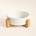 Load image into Gallery viewer, NOQIVA Low-Profile Ceramic Cat Bowl with Bamboo Stand
